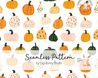 Patrón sin costuras de calabazas en acuarela, diseño otoñal (PNG)
