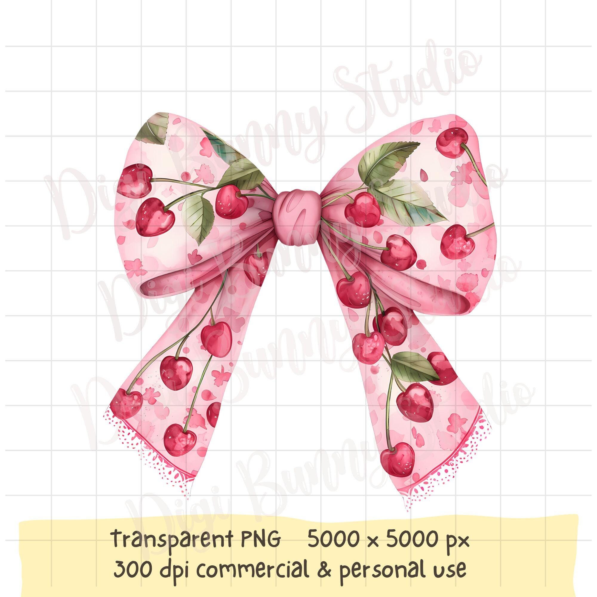 Cherry Bow Clipart, Coquette Design (PNG Digital Download) - Etsy