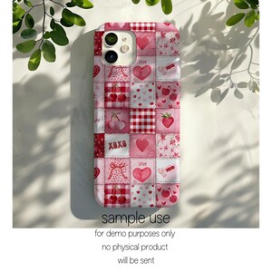 Valentines Patchwork Seamless Pattern PNG | Red Pink Hearts Coquette Digital Paper | Cute Fabric Repeat Pattern PNG image 7