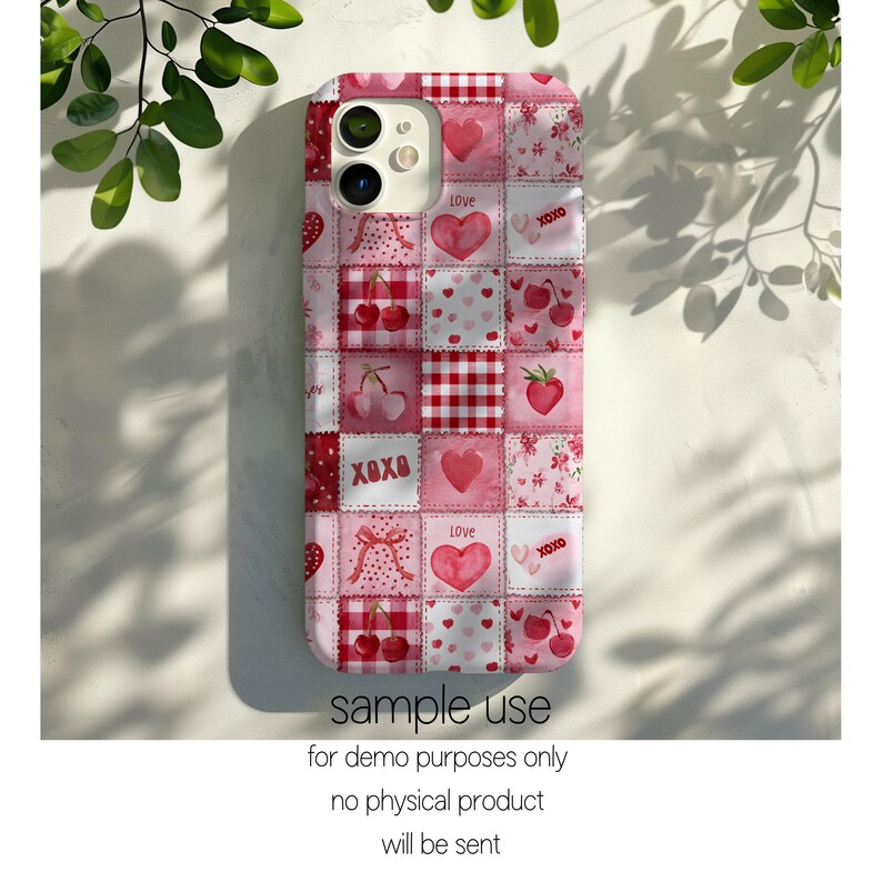 Valentines Patchwork Seamless Pattern PNG | Red Pink Hearts Coquette Digital Paper | Cute Fabric Repeat Pattern PNG image 7