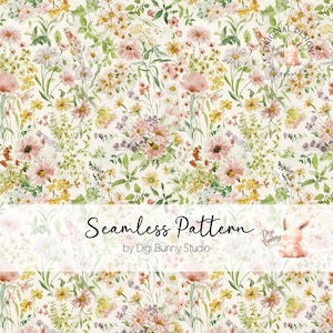 Acuarela Boho Flores de primavera Patrón sin costuras Ditsy Floral Tela Patrón repetido Flores silvestres Botánico Verano Florales Colores pastel Png