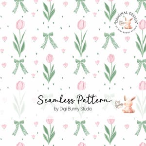 Minimalistische tulpen strikken naadloos patroon lentebloemen stof patroon kleine bloemen flirt boog digitaal papier shabby chic naadloos png