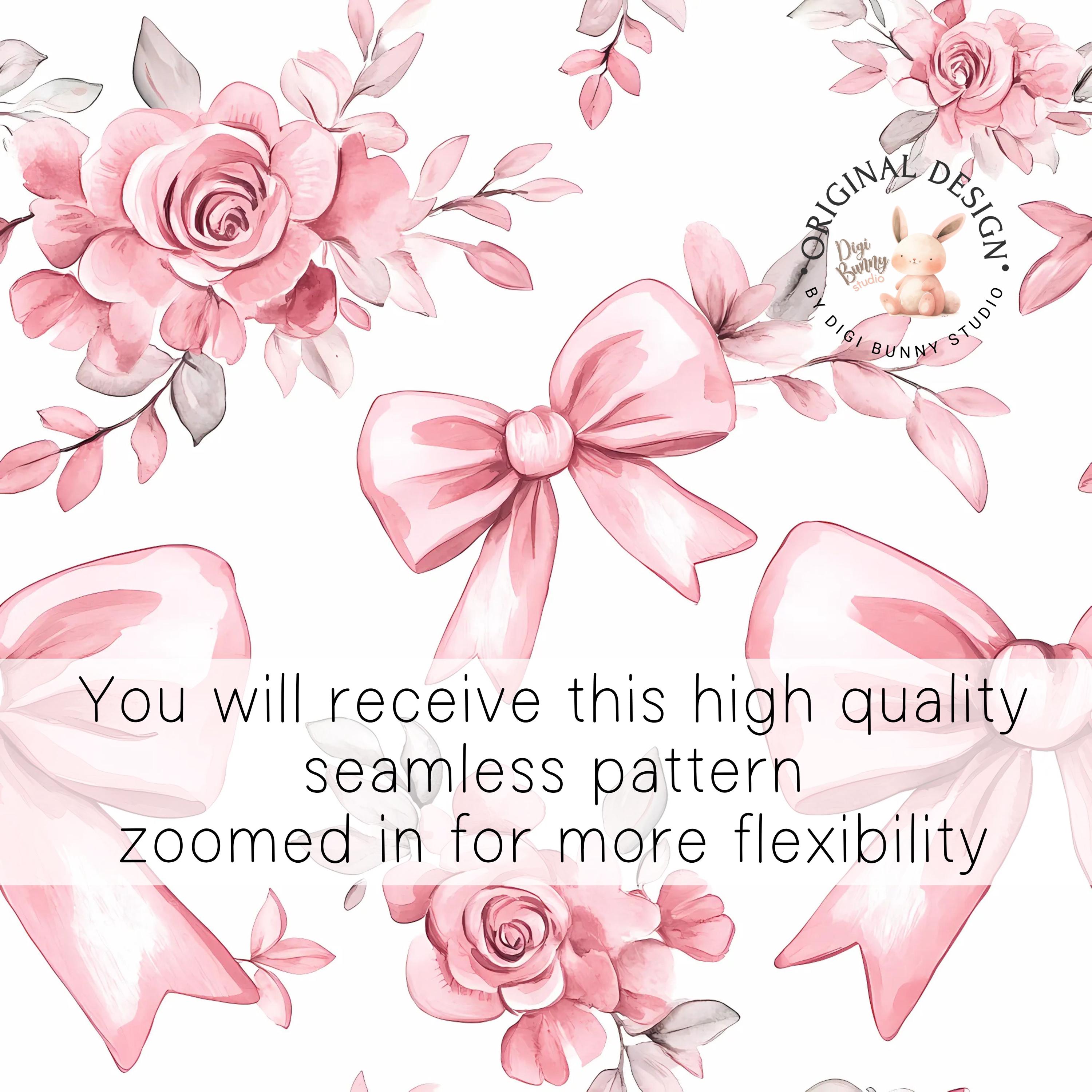 Pink Coquette Bow and Roses Floral Seamless Pattern, Spring Seamless ...