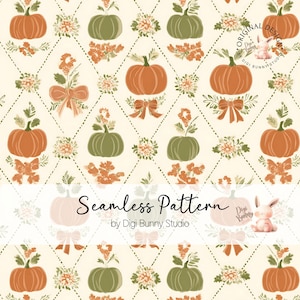Pumpkins Seamless Pattern Shabby Chic Autumn Fall Repeat Pattern Watercolor Diamond Preppy Thanksgiving Repeating Pattern Design Png