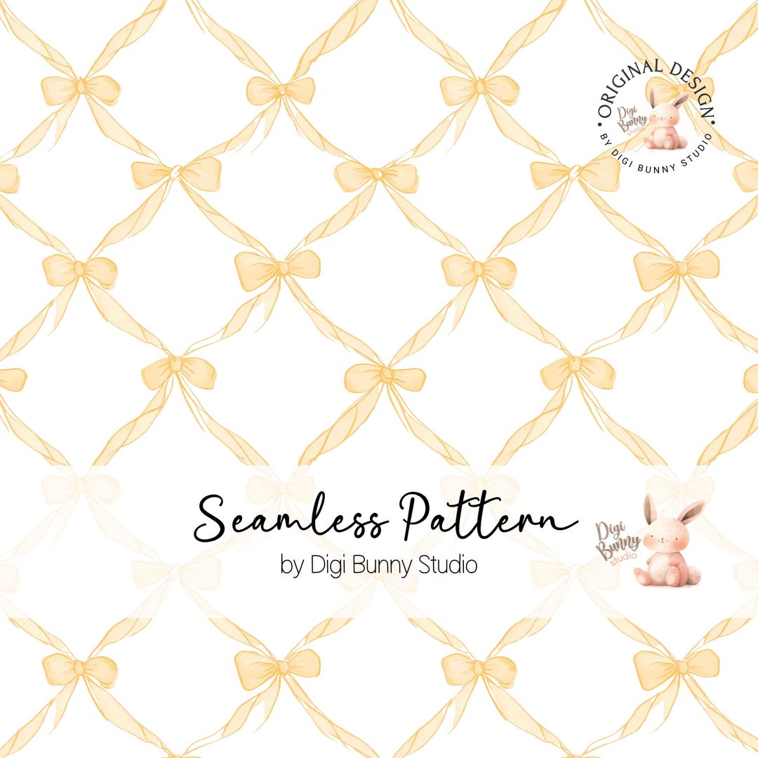 Yellow Bow Trellis Seamless Pattern, Coquette Digital Paper (PNG) - Etsy