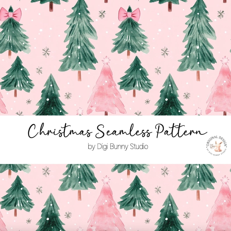 Patterns, seamless pattern, Christmas Pattern, digital pattern, digital paper, Pink Christmas, Christmas Coquette, Christmas tree, Trendy design, gift wrapping paper design, repeat pattern,