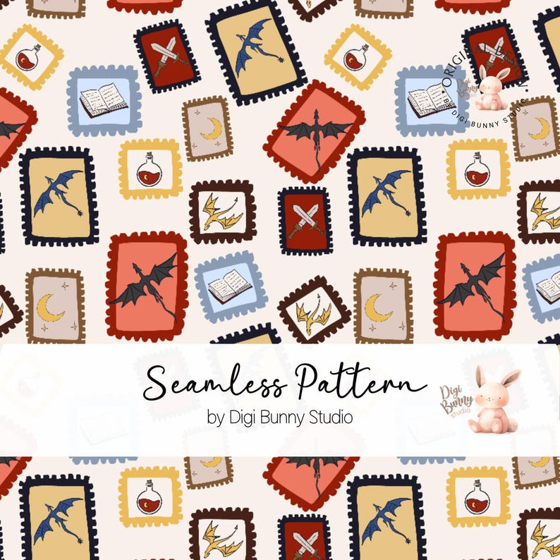 stamps books and dragons, romantasy png, dragon pattern, bookish pattern, fantasy fabric, fourth wing png, seamless dragons, repeat pattern png, digital paper png, book lover png, fantasy repeat, dragon lover png, magic book print, books and dragons pattern, romantasy seamless design, Fourth Wing inspired digital paper, fantasy bookish repeat pattern, dragon and book motif png, mystical literary design, fantasy realm seamless pattern, book lover digital download, enchanted dragon magical bookish