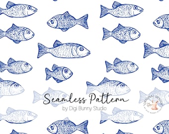 Vintage Sardines Seamless Pattern, Retro Nautical Fish (PNG)