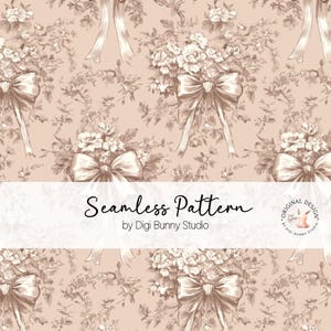 Vintage Mocha Mousse Toile Coquette Padrão sem emenda Laço marrom Chinoiserie Padrão sem emenda Padrão de tecido PNG Padrão de repetição feminino retrô