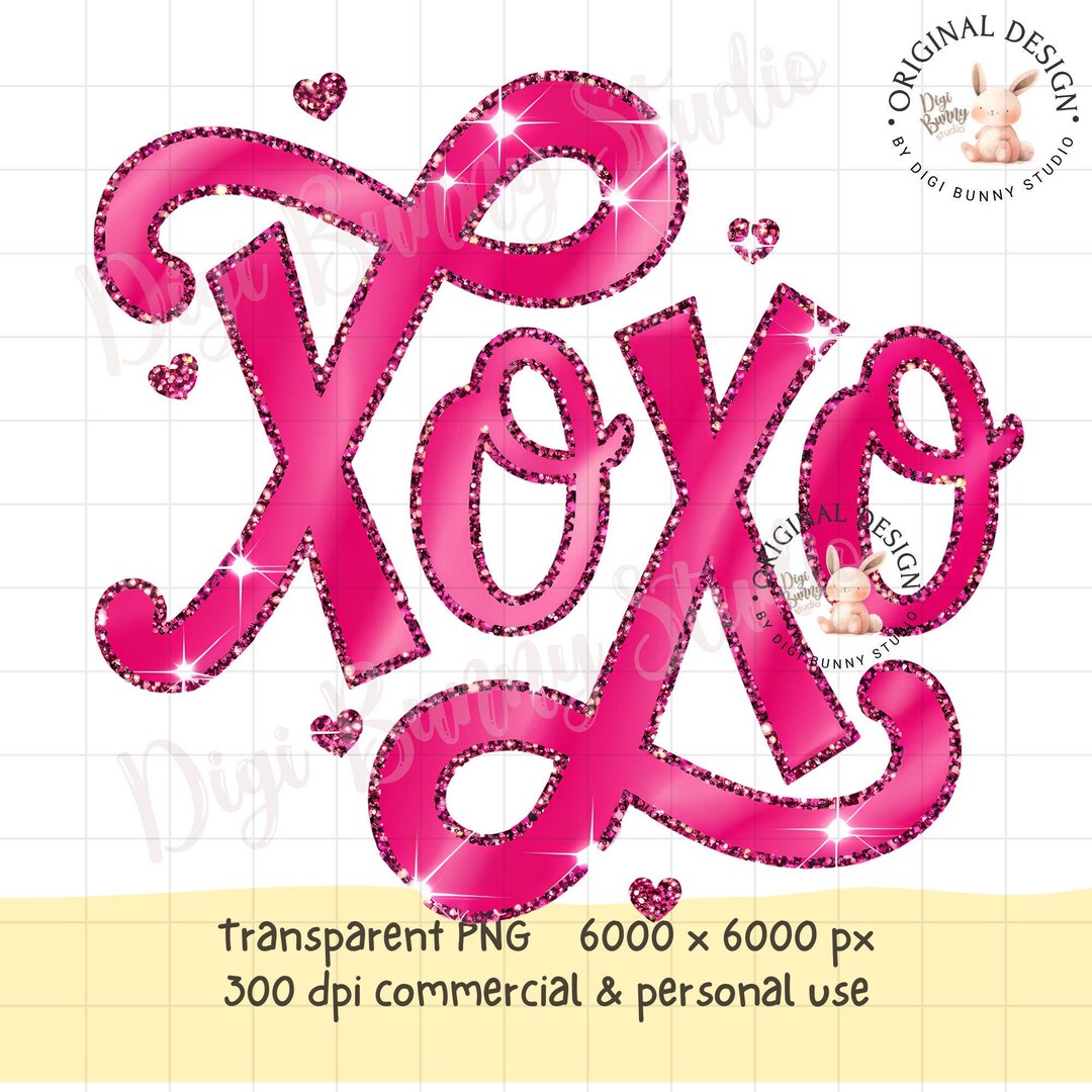 XOXO Glitter Valentine Png, Valentines Day Png, Valentine Faux Glitter ...