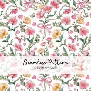 Aquarelle fleurs printanières et coquette rose noeuds motif sans couture fleurs sauvages motif floral répété tissu botanique papier numérique Png