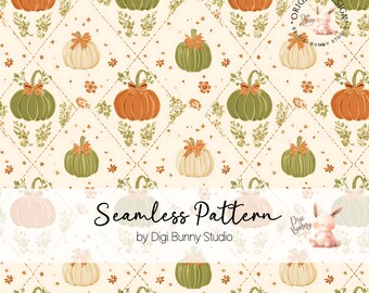 Motivo zucca shabby chic: disegno autunnale ad acquerello (download digitale PNG)