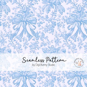 Vintage Blue Toile Coquette Seamless pattern Blue Chinoiserie Bow Seamless Pattern Tessuto Pattern Retro Girly Repeat Pattern Shabby Chic png