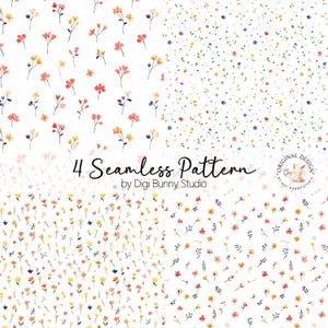 Motif floral minimaliste sans couture, petites fleurs printanières, motif en tissu répété, surface en papier numérique, complément floral, png