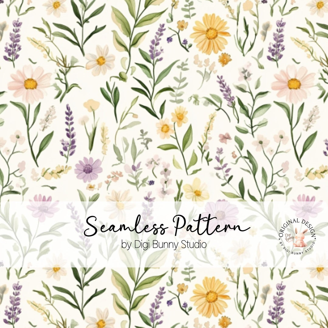 Watercolor Wild Flower Seamless Pattern Spring Florals Art Fabric ...