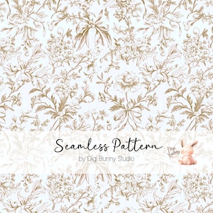 Patrón de tela vintage con estampado floral marrón sin costuras, estilo chinoiserie, con lazo, peonías retro femeninas, patrón repetido de flores, estilo shabby chic