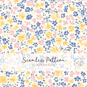 Ditsy Floral Seamless Pattern Frühling Winzige Blumen Stoffmuster Rosa Gelb Blau Blumenmuster Digitales Papier Sommer Florals Pastell Png