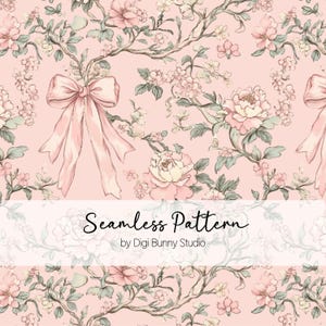 Vintage roze toile coquette naadloos patroon roze chinoiserie strik naadloos patroon stofpatroon retro girly herhalingspatroon roze versie