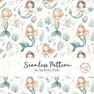 Modèle sans couture mignon sirène sous la mer modèle numérique papier numérique bébé sirène répéter tissu motif vêtements bébé Png