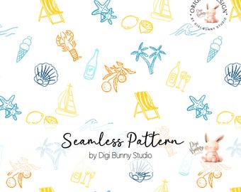 La Dolce Vita Seamless Pattern: Italian Summer Doodles (PNG Digital Download)