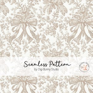 Vintage Toile Coquette Seamless pattern Crema Beige Chinoiserie Fiocco Seamless Fabric Pattern Retro Girly Repeat Pattern Shabby Chic png