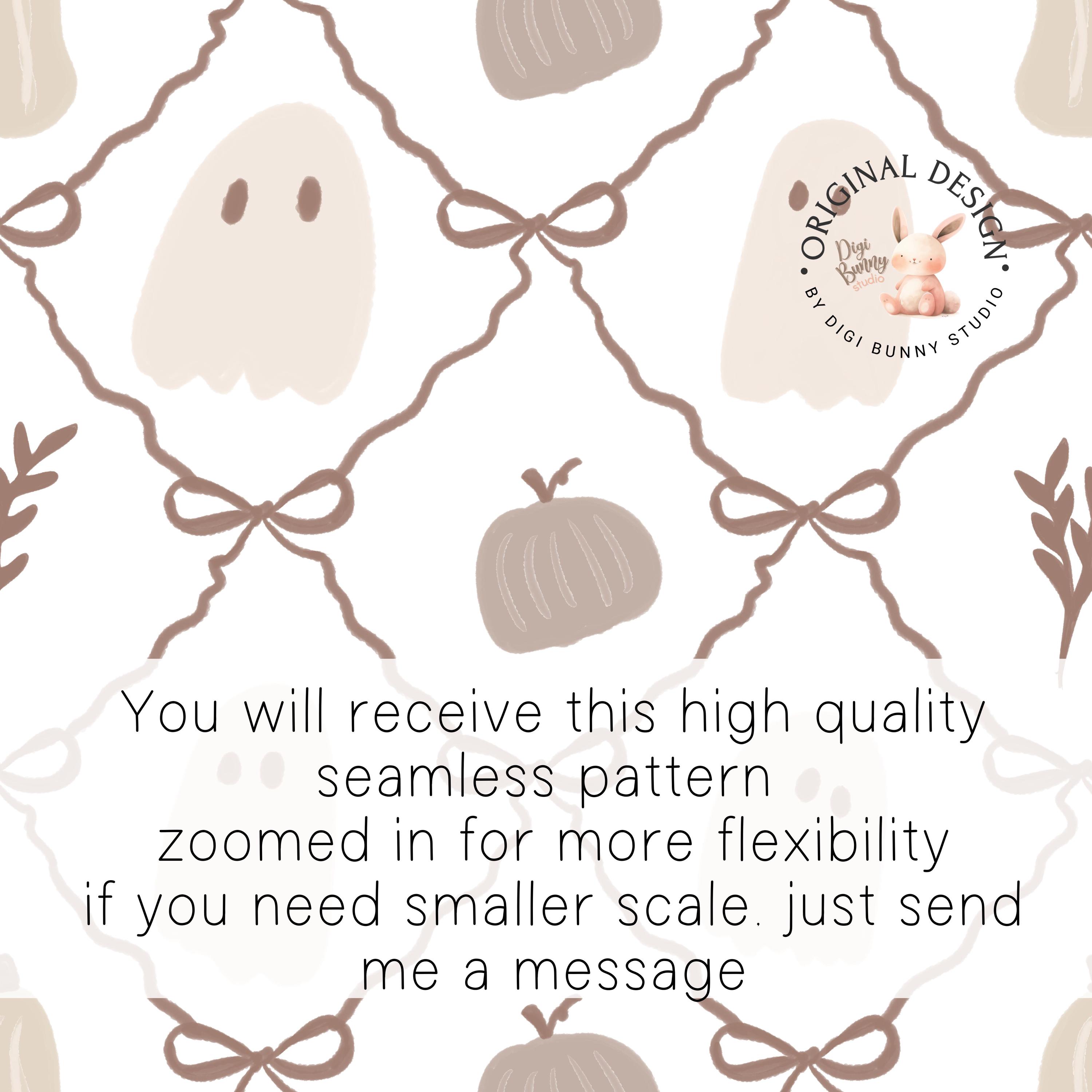 Halloween Seamless Pattern PNG | Cute Ghosts Pumpkins Bows Trellis Boho ...