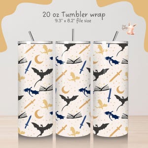 Books and Dragons 20oz Tumbler Wrap Fourth Wing Bookish Romantasy Skinny Tumbler Png Straight Book Lover Tumbler wrap Digital Download Png