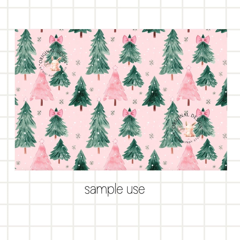 Christmas Coquette Christmas Tree Seamless Pattern, Christmas Pattern, digital pattern, Digital paper, Pink Christmas Seamless Repeat Png image 5