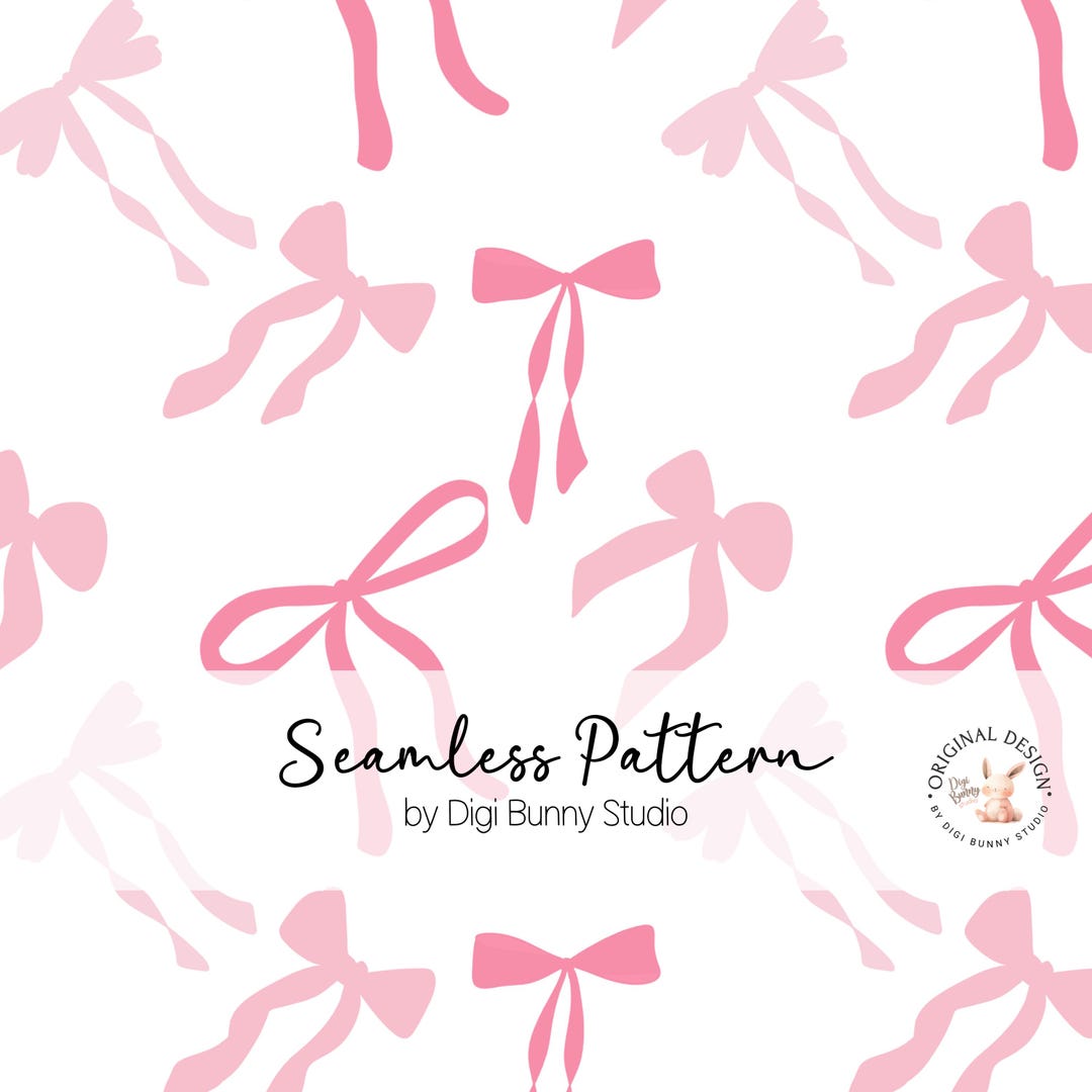Pink Bows Pattern Hand Drawn Pink Bows Seamless Pattern Coquette Bow Digital Paper Pink ...