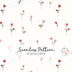 Padrão floral sem costura com tulipas delicadas e coloridas para a primavera, com pequenas flores em tecido, minimalista e fofo, em formato PNG.