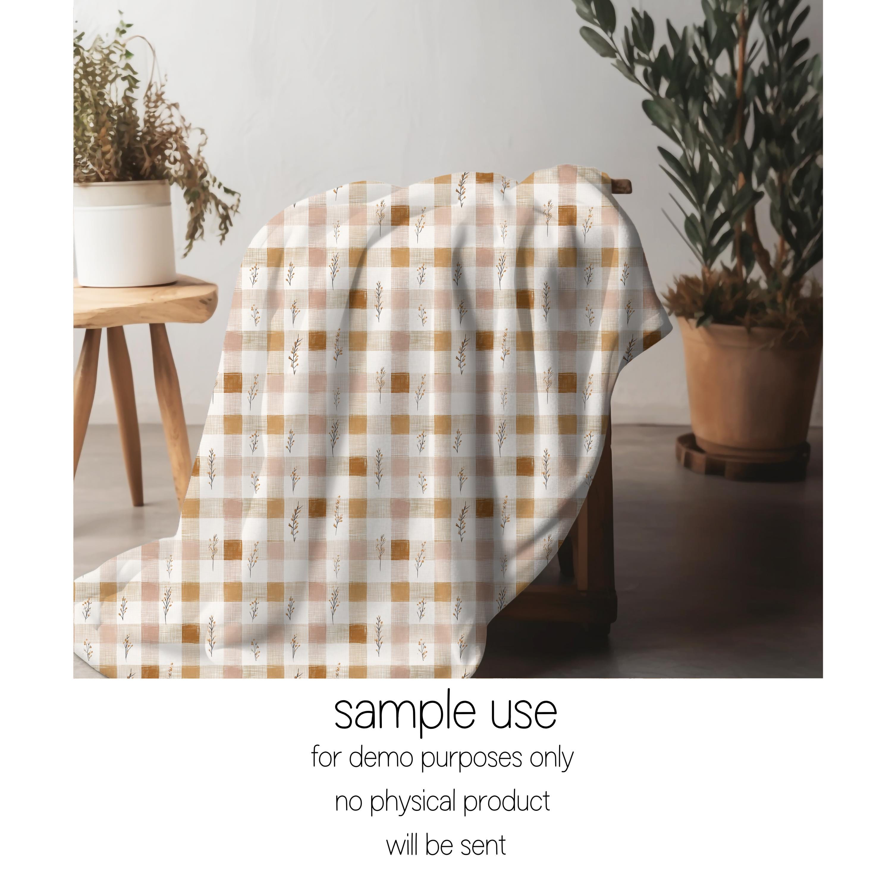 Autumn Gingham Seamless Pattern Boho Minimalist Fall Checkered Fabric ...