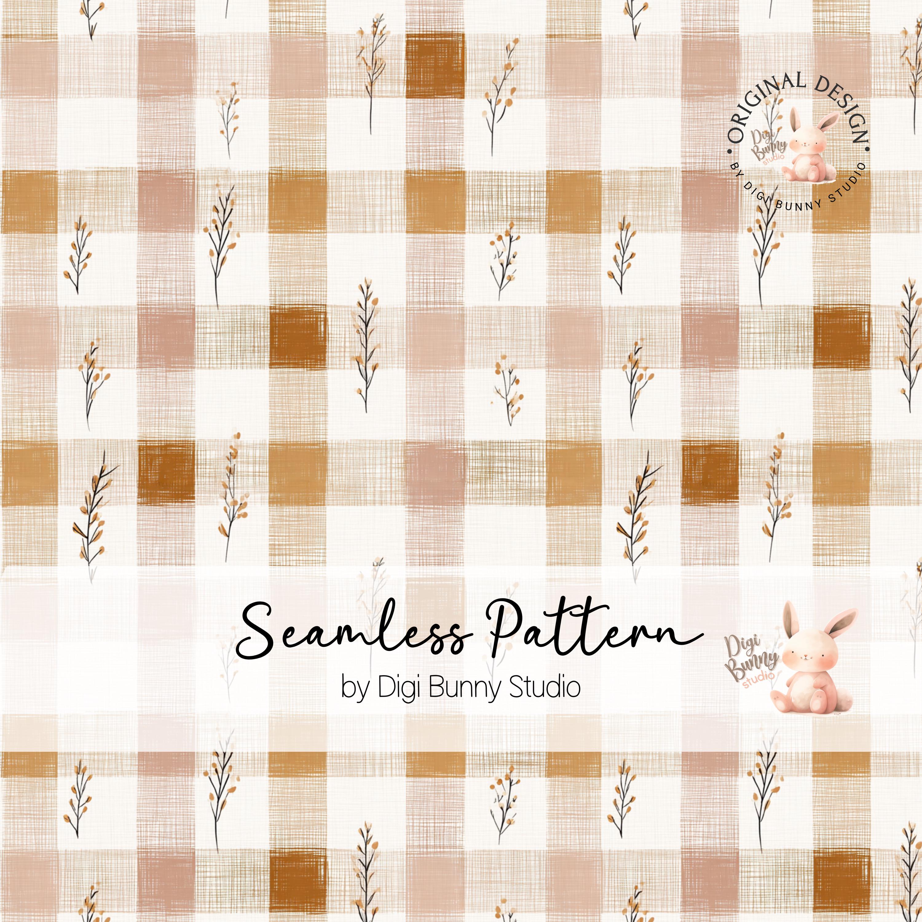 Autumn Gingham Seamless Pattern Boho Minimalist Fall Checkered Fabric ...