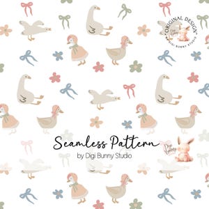 Silly Goose Coquette naadloos patroon neutrale boho-kleuren herhalingspatroon voor stoffen, ontwerpen baby kinderen stoffen behangpatroon png