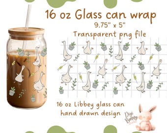 Silly Goose Glass Can Wrap, Funny Farm Animal Design (PNG)