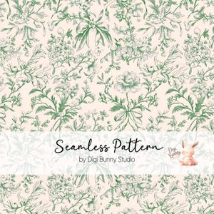 Patrón de tela con estampado de coqueta de flores verdes vintage sin costuras, patrón de lazo chinoiserie, patrón de repetición de flores de peonías femeninas retro, estilo shabby chic