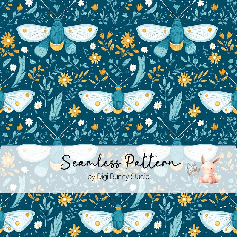 Dark Green Moth Seamless Pattern, Whimsical Boho Fabric Print, Cottagecore Moth Digital Paper, Spring Garden Repeat Pattern, Vintage Insect Surface Design, Botanical Moth Aesthetic, Mystical Nature Pattern, Woodland Fairycore Digital Paper, Enchanted Forest Moth Print, Summer Floral Moth Seamless.