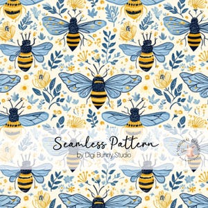 Blumen und Bienen Seamless Pattern Frühling Rapportmuster Digitales Papier Wildblume Honigbiene Sommer Oberfläche Muster Floral Botanischer Png