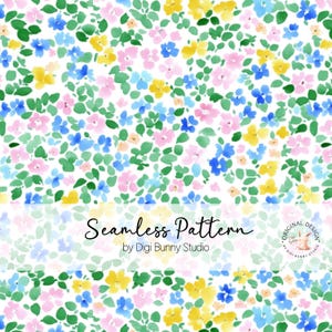 Petits motifs floraux sans couture printemps petites fleurs tissu motif bleu vert fleur motif répété papier numérique fleurs d'été pastel png 2