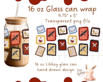 Books and Dragons Glass Can Wrap | Bookish Fantasy Tumbler (PNG)
