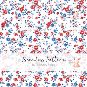 Petites fleurs rouges blanches et bleues du 4 juillet modèle sans couture USA 4 juillet motif répétitif design patriotique USA liberté motif délicat