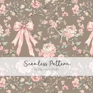 Vintage Brown Toile Coquette Bezszwowy wzór Różowy Chinoiserie Bow Bezszwowy wzór Wzór tkaniny Wzór retro Powtarzalny wzór Mocha Mousse png