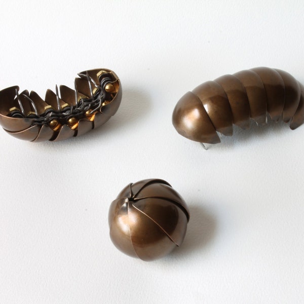 Brass Pillbug with Light Bronze Patina