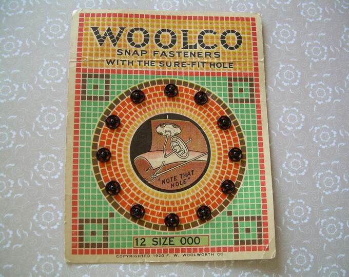Vintage Woolworths Card of Snaps Fasteners Sewing Supplies 1920 Etsy