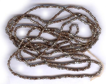 Antique Metal Cut Micro Beads Size 3 Gold RARE