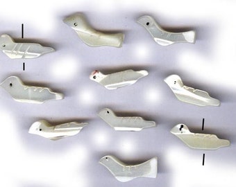 20 beads Real mother of pearl bird beads white animal beads supplies MOP animal jewelry beads 4x15mm 6x15mm 10X2mm beads