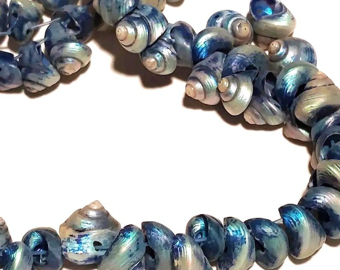 Vintage Italian Shell BEADS Iridescent DENIM BLUE 1950s Antique Shell ...