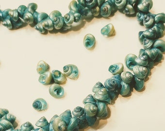 vintage italian shell beads turquoise blue 1950s bright and warm