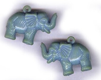 vintage CELLULOID ELEPHANT CHARMS one pair blue elephant charms retro charms antique celluloid charm