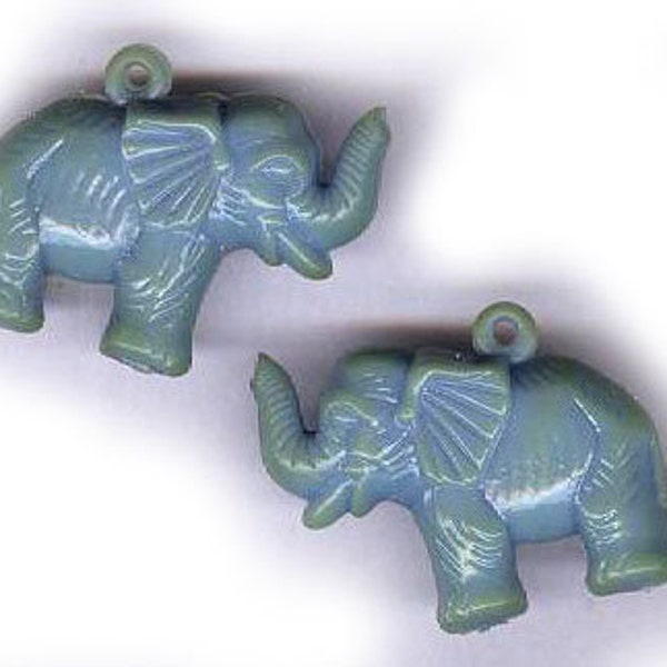 vintage CELLULOID ELEPHANT CHARMS one pair blue elephant charms retro charms antique celluloid charm