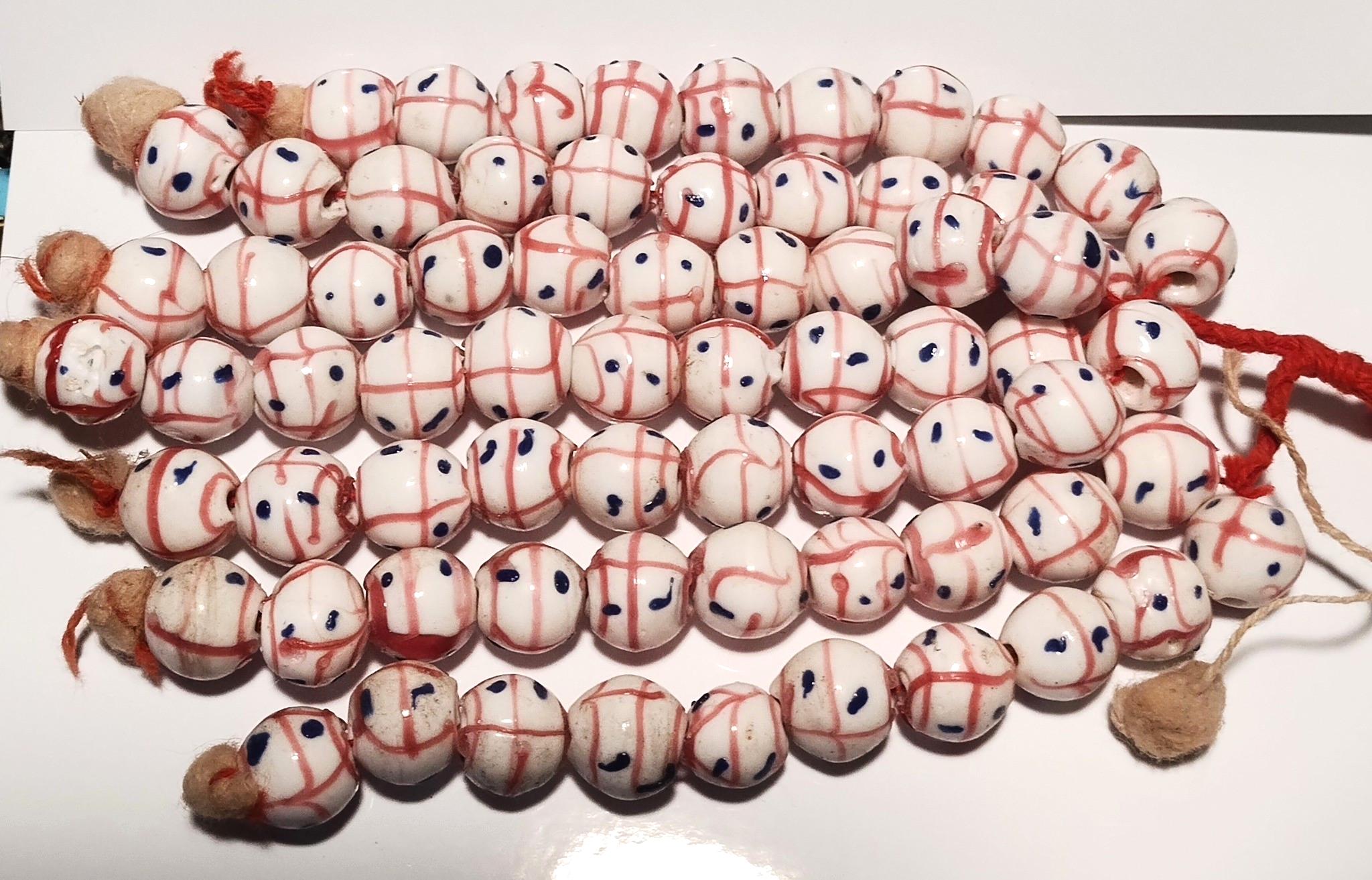 vintage VENETIAN trade beads antique skunk MEDICINE MAN beads Twenty beads in all from original strand antique trade beads